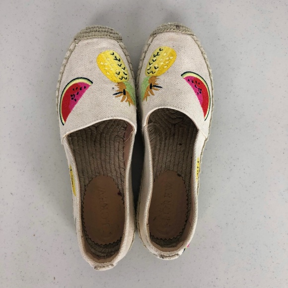 J.Crew Canvas Espadrilles Flats Embroidered Fruits - Picture 4 of 8